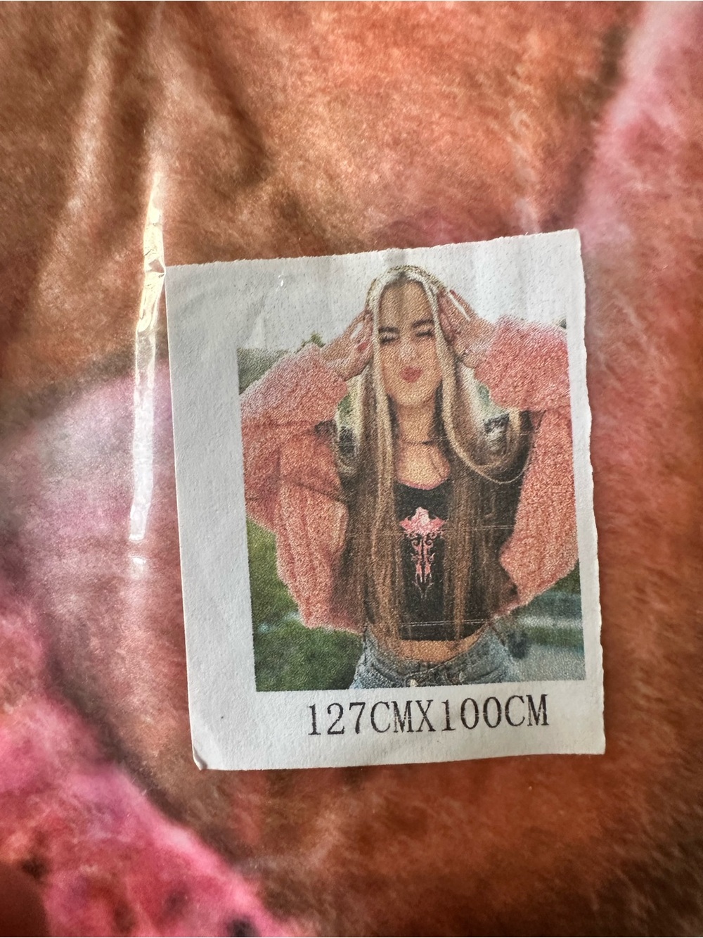 Source Unknown Pink and Brown Faux Fur Throw Blanket